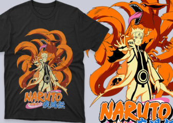 Premium Naruto Baryon Mode Anime Vector T-shirt Design Template