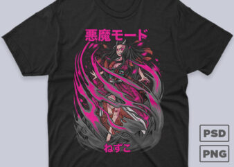 Nezuko Kamado Demon Slayer Anime Streetwear T-shirt Design