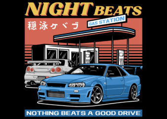Night Beats T shirt vector artwork