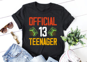 Official 13 Teenager Birthday Gamer T-Shirt Design