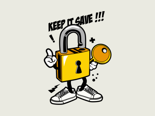 Padlock cartoon t shirt illustration