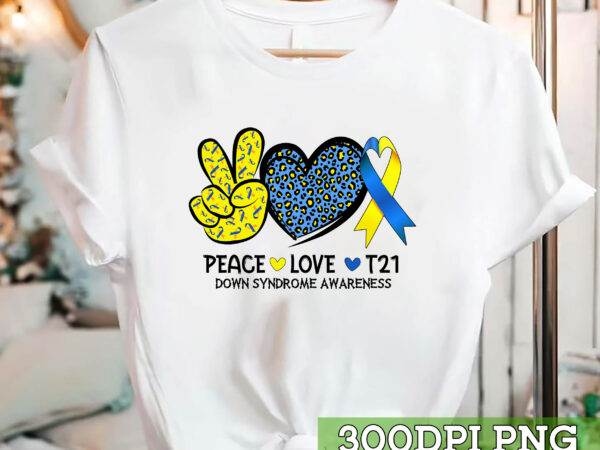 Peace love cure blue _ yellow ribbon down syndrome awareness nc t shirt illustration