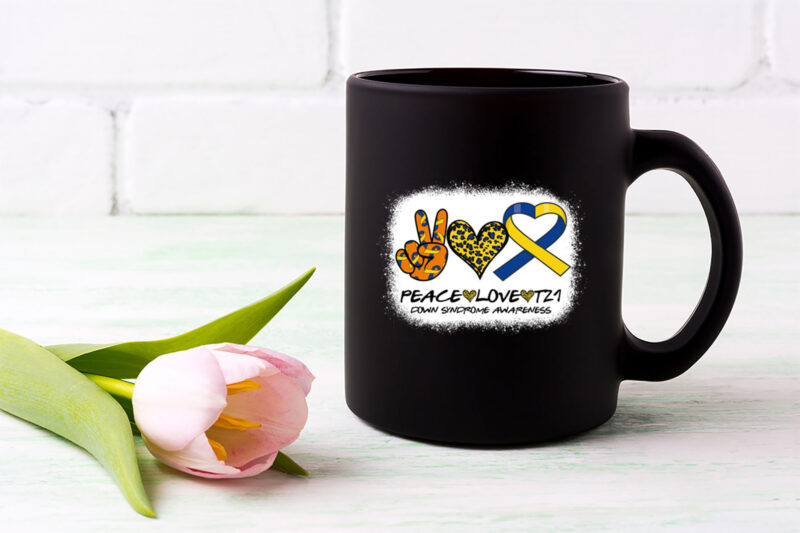 Peace Love Cure Blue _ Yellow Ribbon Down Syndrome Awareness NL