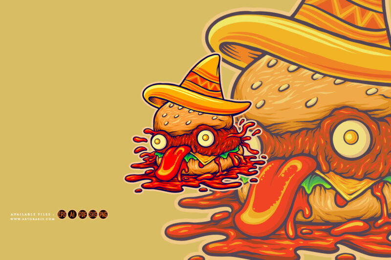 Pirates burger horror mexico hat Logo Illustrations