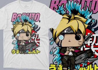 Premium Funko Boruto Anime Vector T-shirt Design Template