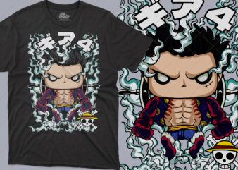 Premium Funko Luffy Gear 4 One Piece Anime Vector T-shirt Design Template