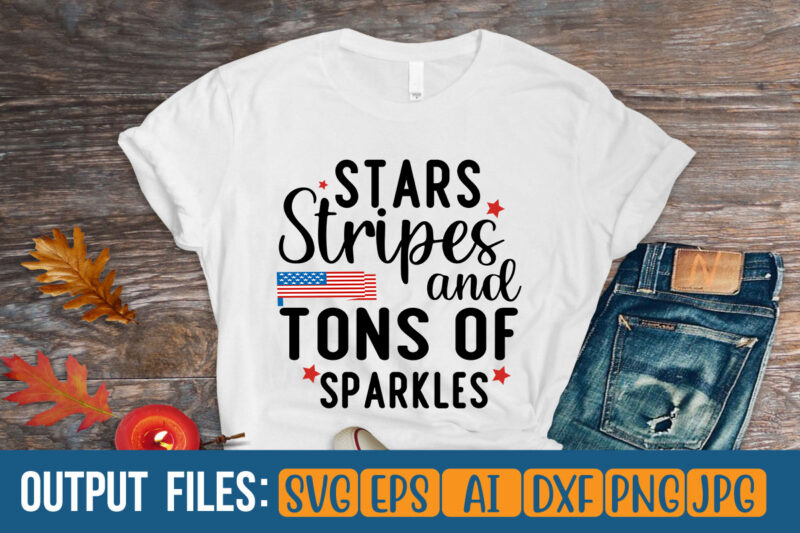 stars stripes and tons of sparkles t-shirt design