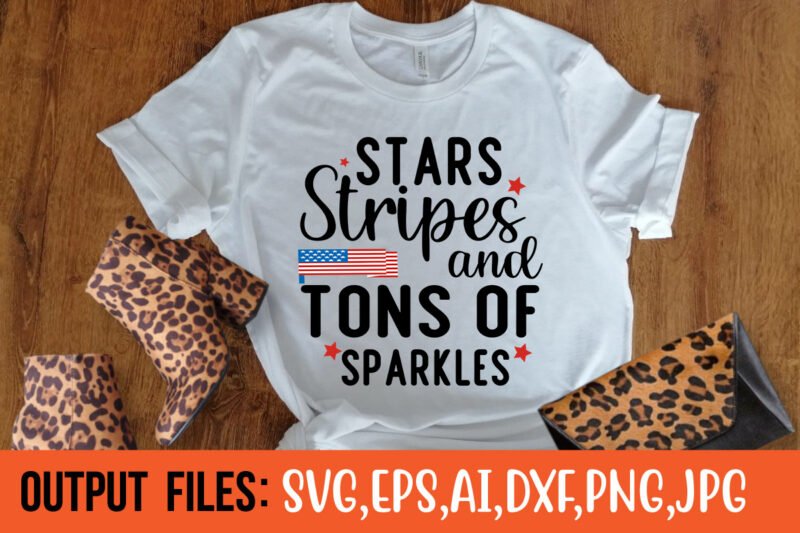 stars stripes and tons of sparkles t-shirt design