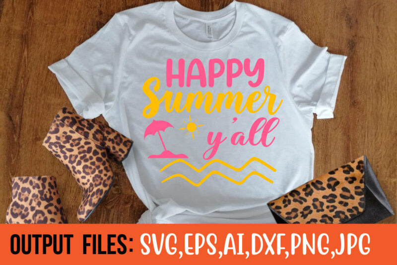 happy summer yall T-Shirt Design On Sale