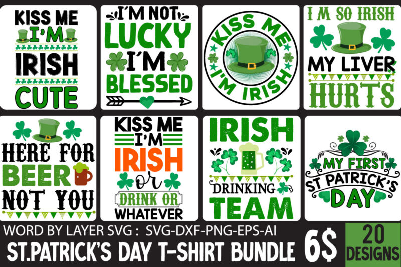 St.Patrick's Day T-shirt Design Bundle,.studio files, 100 patrick day vector t-shirt designs bundle, Baby Mardi Gras number design SVG, buy patrick day t-shirt designs for commercial use, canva t shirt