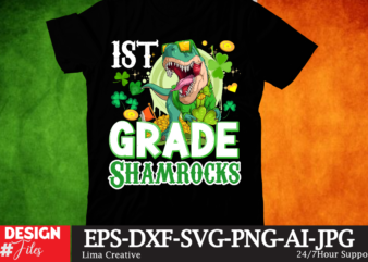 St.Patrick’s Day T-shirt Design, 1St Grade Shamrocks T-shirt Design,St.Patrick”s Day T-shirt Design Bundle, St.Patrick’s Day T-shirt Design, SVG Cute File,.studio files, 100 patrick day vector t-shirt designs bundle, Baby Mardi