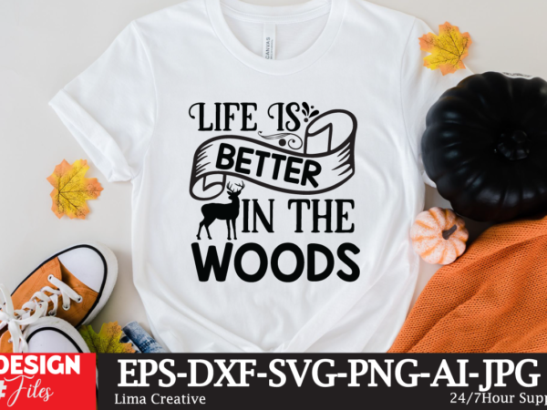 Life is better in the woods t-shirt design,mens hunting gift for dad, my favorite hunting partners call me dad, hunting dad gift short-sleeve unisex t-shirt hunting shirt, hunter gift, i
