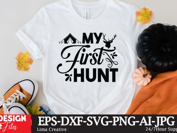 My first hunt t-shirt design,mens hunting gift for dad, my favorite hunting partners call me dad, hunting dad gift short-sleeve unisex t-shirt hunting shirt, hunter gift, i like hunting and