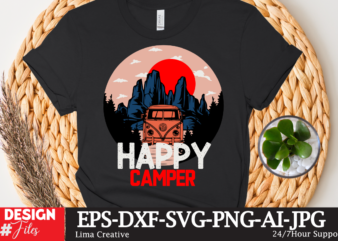 Happy Camper T-shirt Design,Camping Crew T-Shirt Design , Camping Crew T-Shirt Design Vector , camping T-shirt Desig,Happy Camper Shirt, Happy Camper Tshirt, Happy Camper Gift, Camping Shirt, Camping Tshirt, Camper