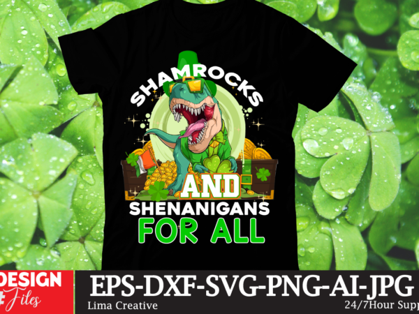 Shamrocks and shenanigans for all t-shirt design,.studio files, 100 patrick day vector t-shirt designs bundle, baby mardi gras number design svg, buy patrick day t-shirt designs for commercial use, canva