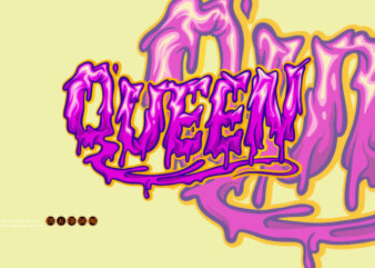 Queen horror melting hand lettering text illustrations