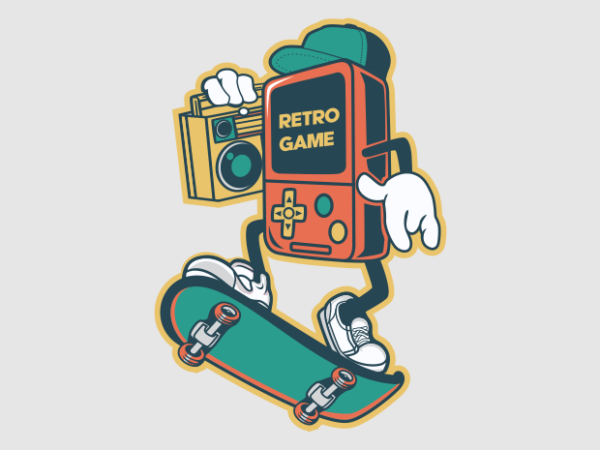 Retro game cartoon t shirt design online