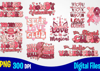 Valentines bundle, Lightning Bolt, Cupid, Retro, Aesthetic, Leopard, Checkered, Smiley, Valentine’s day sublimation t shirt design