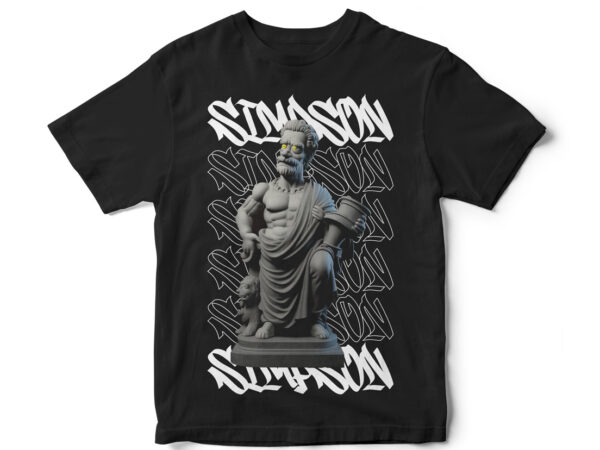 Simpson statue like greek false gods, simpson vector graphic t-shirt, streetwear t-shirt dsign, simpson vector