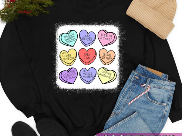 Slp valentine_s day pastel candy heart slpa speech language nc t shirt template vector