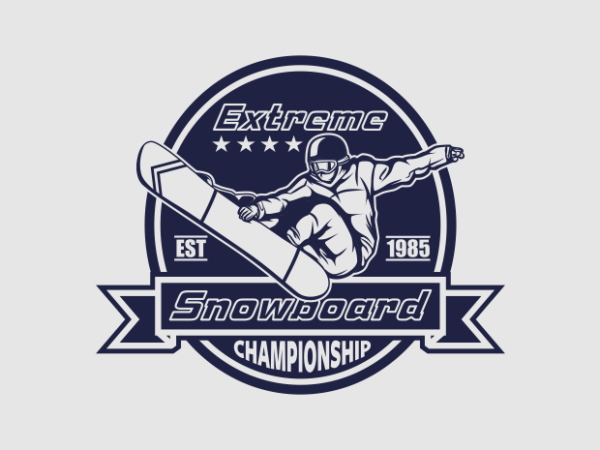 Snowboarding exstreme sport t shirt template vector