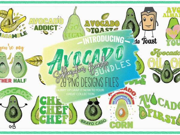 Avocado sublimation bundle t shirt vector