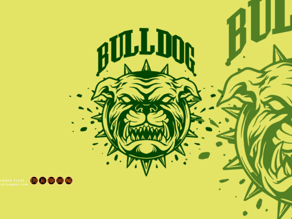 Scary bulldog head classic logo mascot illustrations t shirt template vector