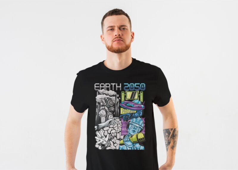 Earth 2050, Earth t shirt design artwork, artificial intelligence t shirt design, Art t shirt design,