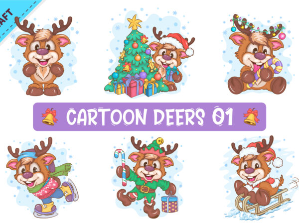 Set of cartoon deers 01. clipart. t shirt template vector