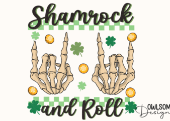Shamrock And Roll Patricks Day t shirt template vector