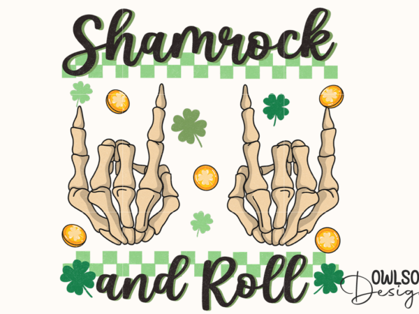 Shamrock and roll patricks day t shirt template vector