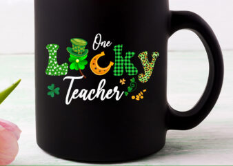 Shamrock One Lucky Teacher St. Patrick_s Day School Funny NC t shirt template vector
