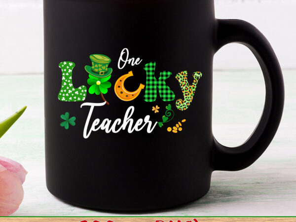 Shamrock one lucky teacher st. patrick_s day school funny nc t shirt template vector