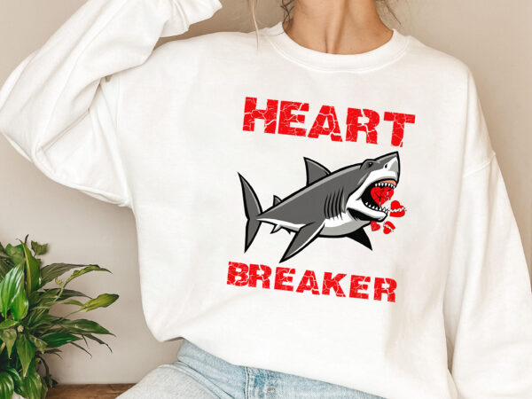 Shark heart breaker funny valentine_s day shark lovers nl t shirt template vector