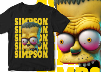 Simpson Zombie, 3d Simpson Zombie Character, Graphic T-Shirt Design, 3d Design, Simpson Design