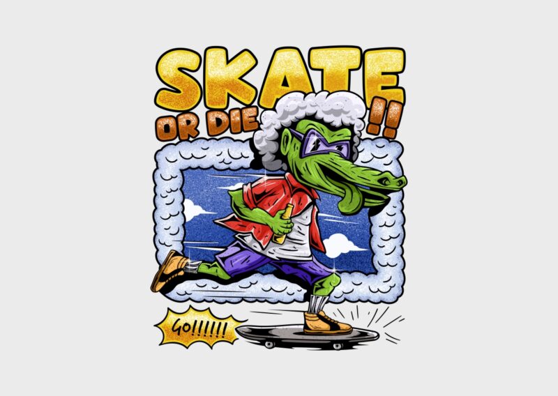 Skate or Die T-shirt Design | Skateboard T shirt Design, Crocodile Playing Skateboarding , Monster Crocodile Illustration PNG – Universtock