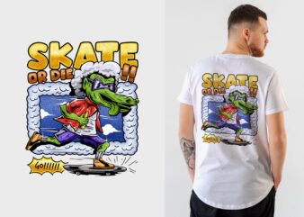 Skate or Die T-shirt Design | Skateboard T shirt Design, Crocodile Playing Skateboarding , Monster Crocodile Illustration PNG – Universtock