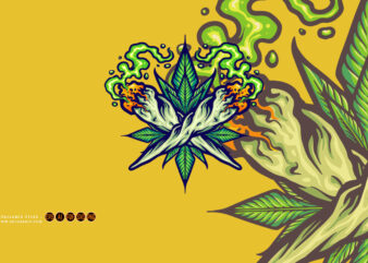 Smoking weed joint leaf illustrations t shirt template vector
