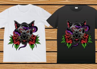 Snake with wolf tattoo graphic t-shirt design2