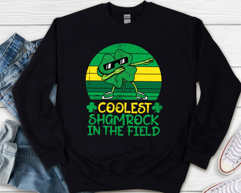 St Patricks Day Coolest Shamrock In The Field Retro Vintage NL