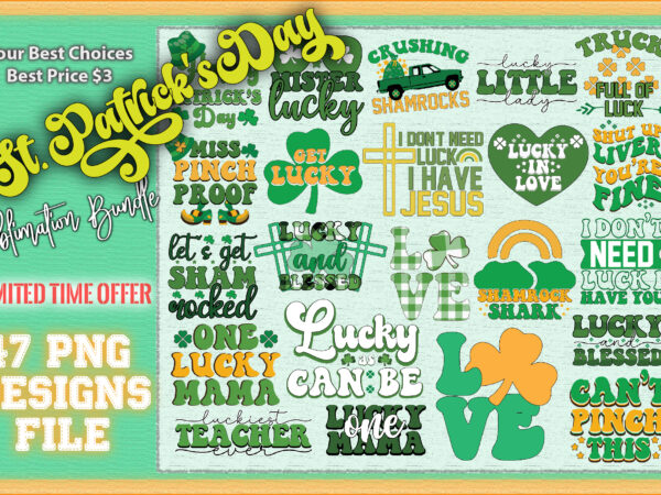 St. patrick’s day sublimation bundle t shirt template vector