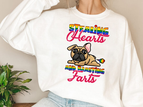 Stealing hearts and blasting farts funny cute french bulldog nl t shirt template vector