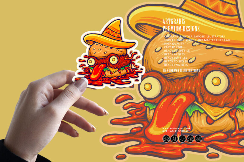 Pirates burger horror mexico hat Logo Illustrations