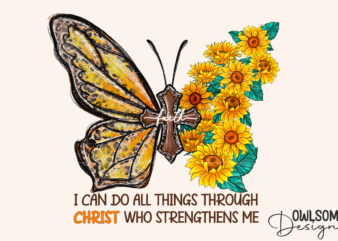 Sunflower Butterfly With Cross PNG