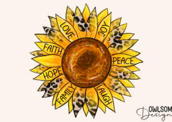 Sunflower Faith Hope Love PNG Sublimation t shirt template vector