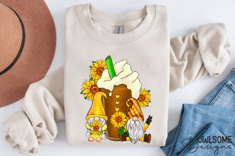 Sunflower Gnomes Coffee Sublimation PNG