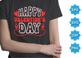 Happy Valentine’s Day, Happy valentine shirt print template, 14 February typography design