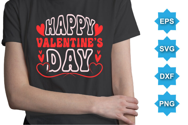 Happy Valentine’s Day, Happy valentine shirt print template, 14 February typography design