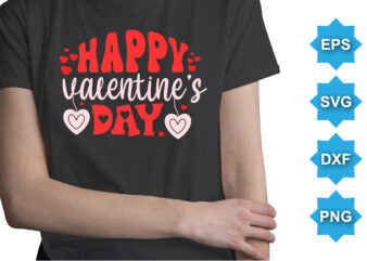 Happy Valentine’s Day, Happy valentine shirt print template, 14 February typography design