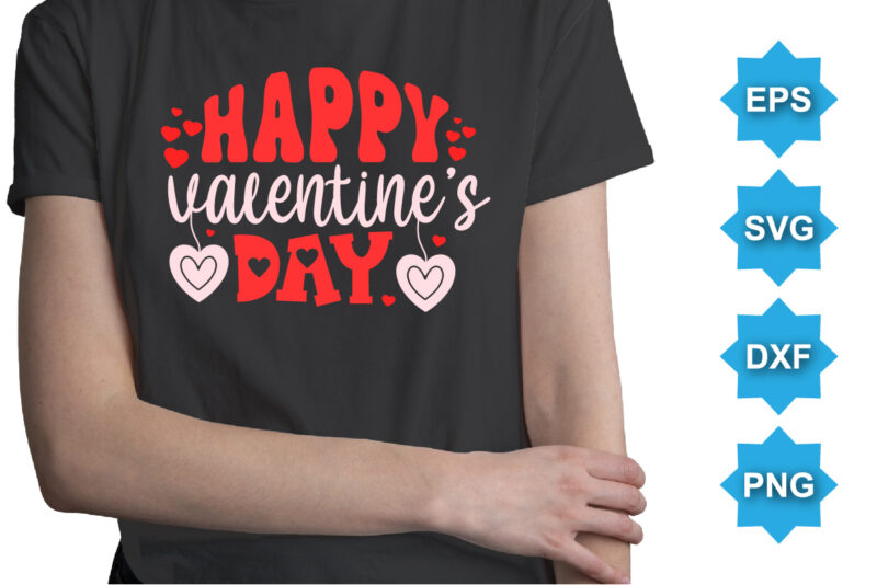 Happy Valentine’s Day, Happy valentine shirt print template, 14 February typography design